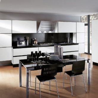 Ασπρόμαυρη έπιπλα κουζίνας υψηλής τεχνολογίας