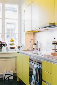 Κίτρινη πρόσοψη κουζίνας σε σκανδιναβικό στιλ