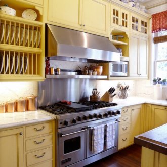 Παστέλ κίτρινη κουζίνα