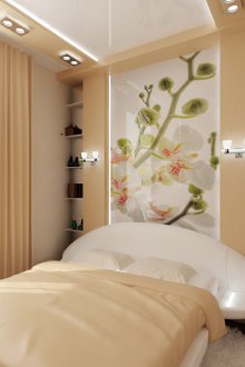 Τοιχογραφία με λευκές ορχιδέες στην κρεβατοκάμαρα