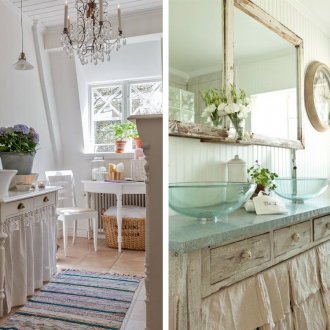 Ξύλινα έπιπλα στα μπάνια με το στυλ του shabby chic