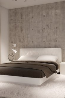 Μικρό κρεβάτι μινιμαλισμού στο υπνοδωμάτιο