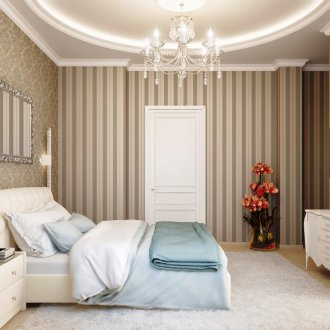 Λευκά επικαλυμμένα έπιπλα στο υπνοδωμάτιο σε κλασικό στιλ