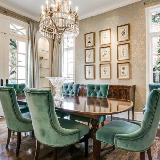 Καφέ-πράσινο κλασικό σαλόνι έπιπλα τραπεζαρίας