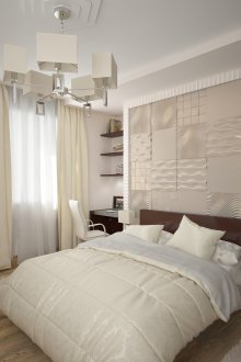 Μπεζ κλωστοϋφαντουργίας σε φωτεινό υπνοδωμάτιο