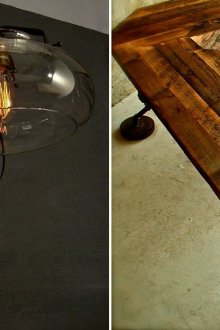 Steampunk τοίχο λαμπτήρα και τραπέζι