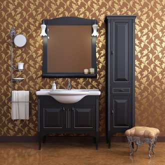 Μαύρο ντουλάπι και ντουλάπι μπάνιου