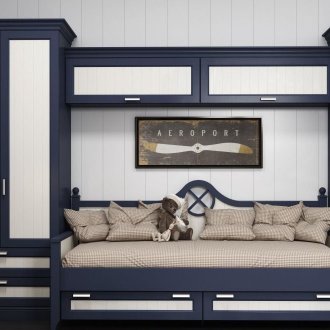 Μπλε και άσπρα παιδικά έπιπλα