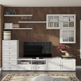 Λευκό τοίχο τέφρα στο σαλόνι