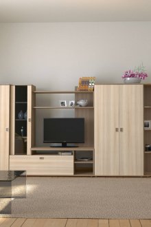 Μπεζ τοίχο στο καθιστικό από τέφρα