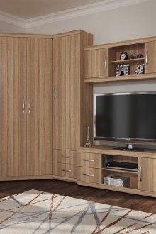 Γωνιακό δρύινο τοίχο στο σαλόνι