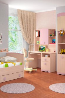 Έπιπλα μπεζ και ροζ βελανιδιάς στον παιδικό σταθμό