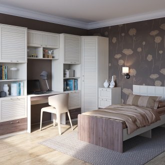 Λευκά και καφέ έπιπλα βελανιδιάς στον παιδικό σταθμό