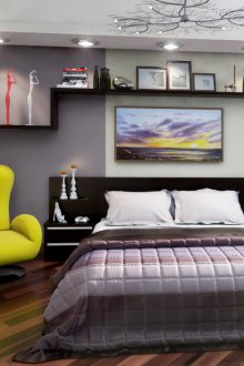 Μαύρο και κίτρινο έπιπλο στο υπνοδωμάτιο