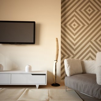 Γκρίζο και μπεζ σχέδιο καθιστικού