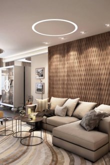 Μπεζ-καφέ άνετο καθιστικό-τραπεζαρία