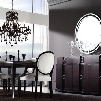 Μαύρο και άσπρο trendy art deco τραπεζαρία