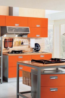 Γκρι και πορτοκαλί σετ κουζίνας