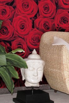 Τοίχος τοιχογραφία με κόκκινα τριαντάφυλλα στο εσωτερικό