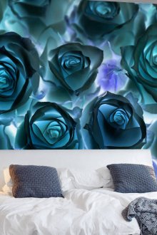 Ασυνήθιστη ταπετσαρία φωτογραφιών με τριαντάφυλλα στο υπνοδωμάτιο
