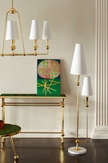 Λευκή και χρυσή λάμπα δαπέδου