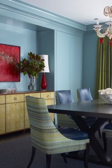 Μπλε τοίχους στο σαλόνι-τραπεζαρία
