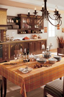 Πορτοκαλί και καφέ έπιπλα κουζίνας έπιπλα στυλ