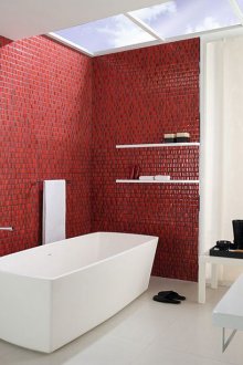 Κόκκινο κεραμίδι σε μια άσπρη μπανιέρα