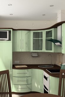 Καφέ-πράσινο μικρό σετ κουζίνας