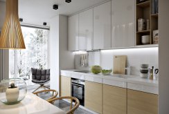 Design beige og hvitt kjøkken på 11 kvm