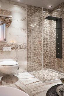 Ρωμαϊκές κουρτίνες με μοτίβο στο μπάνιο