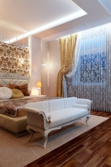 Χρυσά, λευκά και καφέ χρώματα στο εσωτερικό της κρεβατοκάμαρας 16 τ.μ.