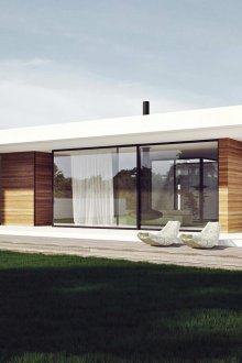 Επίπεδη στέγη ενός λευκού μονοκατοικία