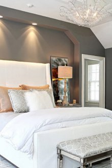 Art Nouveau γκρίζα και λευκή κρεβατοκάμαρα