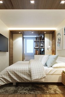 Καφέ και Λευκό στενό υπνοδωμάτιο