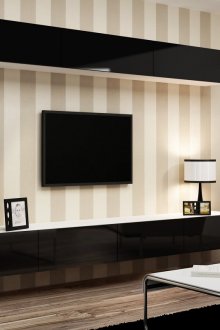 Μαύρο και άσπρο τοίχο στο σαλόνι