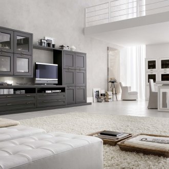 Μαύρο τοίχο σε ένα μεγάλο λευκό καθιστικό