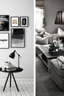 Μαύρο και άσπρο εσωτερικό καθιστικό