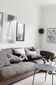 Ασπρόμαυρη διακόσμηση καθιστικού σε σκανδιναβικό στιλ