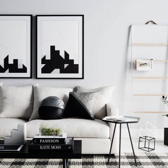 Ασπρόμαυρη σχεδίαση καθιστικού