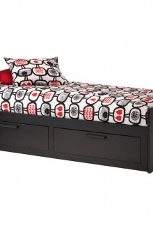 Μαύρο παιδικό κρεβάτι με συρτάρια