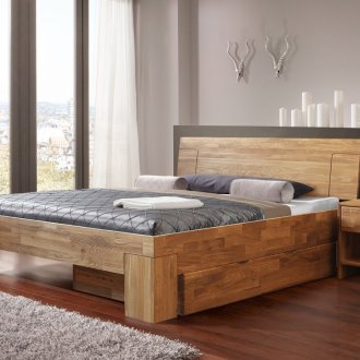 Σύγχρονο ξύλινο κρεβάτι με συρτάρια