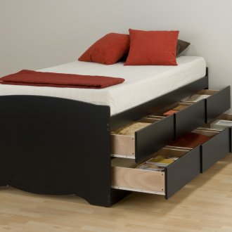 Μαύρο παιδικό κρεβάτι με συρτάρια