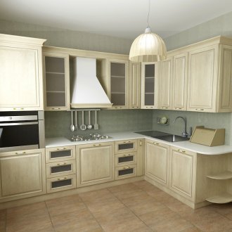 Όμορφη μπεζ κουζίνα