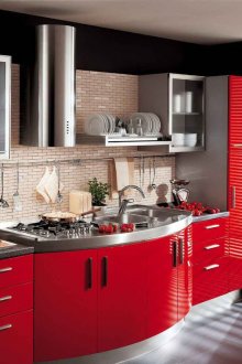 Μαύρο και κόκκινο σετ κουζίνας