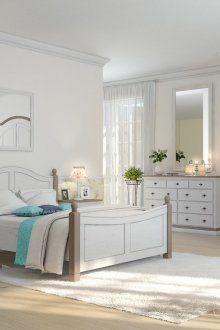 Λευκό και καφέ έπιπλα πεύκου Χώρα για υπνοδωμάτιο