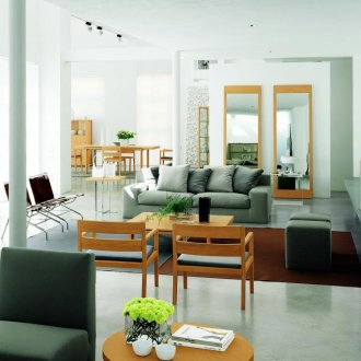 Γκρι, λευκά και καφέ χρώματα στο εσωτερικό του καθιστικού