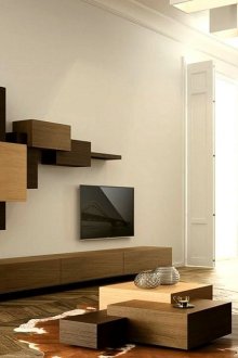 Λευκό και καφέ εσωτερικό στο ύφος του κονστρουκτιβισμού