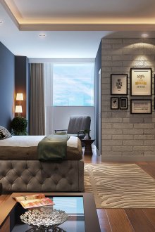 Μοντέρνο υπνοδωμάτιο με σοφίτα