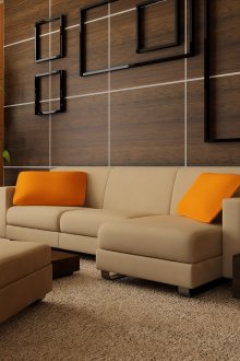 Τοίχο διακόσμηση και ντουλάπι wenge στο σαλόνι